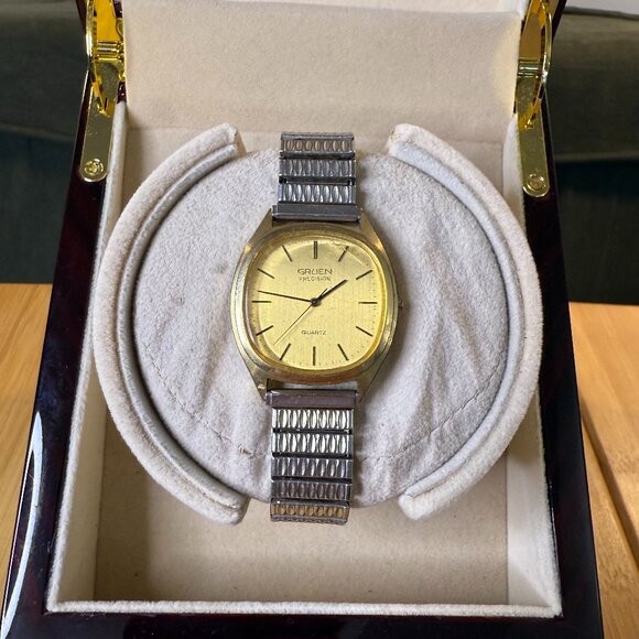 Vintage Gruen Precision Gold/Silver Stretch Watch Y481-5250, 32mm - Picture 1 of 5